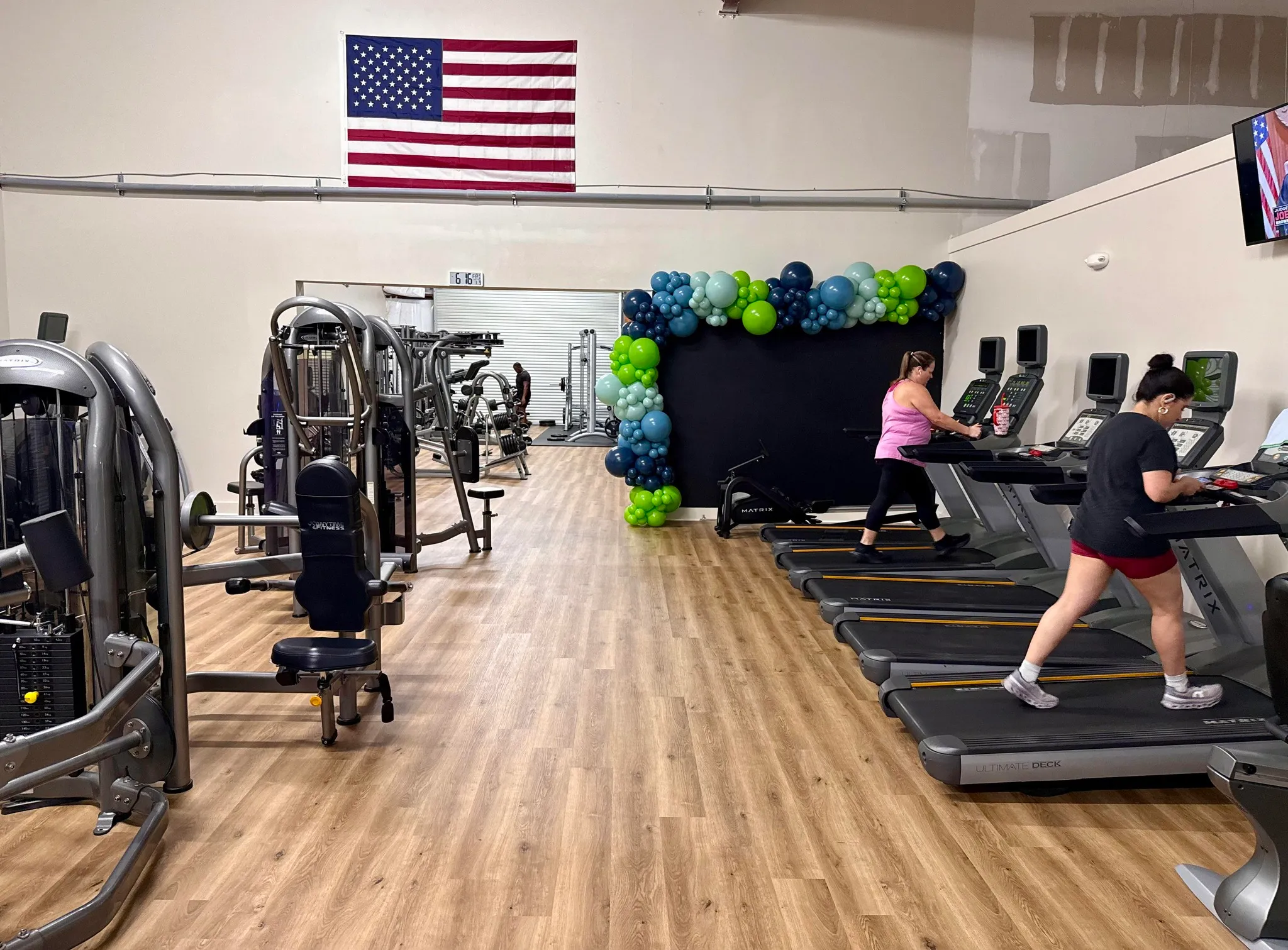 Inside Tifton Fitness — free weights and cardio equipment